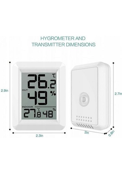 Beyaz Sensörlü Iç ve Açık Kablosuz Termometre ve Higrometre (Yurt Dışından)