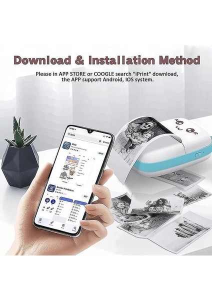 Akıllı Telefon Için Taşınabilir Fotoğraf Yazıcısı Kablosuz Yazıcı Desteği Craft Için Android ve Ios Makbuz Termal Yazıcısı (Yurt Dışından)