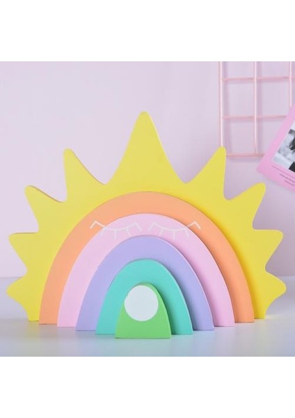 Gülümseme Sunshine Gökkuşağı Köprü Blokları Çocuk Oyuncak Montessori Malzemeleri Eğitim Ahşap Oyuncaklar Toddlers Sıralama Istifleme Oyuncaklar | (Yurt Dışından) modelleri