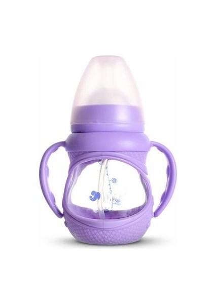 150 ml Bebek Bebek Besleme Cam Şişe Güvenli Silikon Süt Şişesi Saplı Geniş Ağız Yenidoğan Içecek Eğitimi Besleme Şişesi | Şişeler (Yurt Dışından)