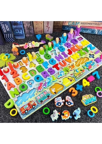 Ahşap Numarası Bulmacalar Toddlers Montessori Oyuncaklar Çocuklar Için Mektup Araç Balıkçılık Sayma Blokları Sıralama Okul Öncesi Istifleme Oyuncaklar | (Yurt Dışından) modelleri