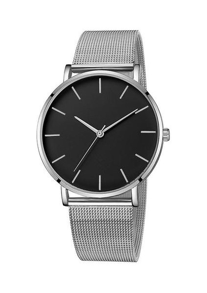 Ultra Ince Saat, Minimalist Örgü Kadın Saatler (Gümüş-Siyah) (Yurt Dışından)