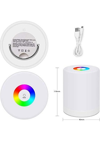 LED El Dokunmatik Dim Rgb Renk Değiştirme LED Gece Işık Dokunmatik Kontrol Başucu Masa Lambası | Taşınabilir Fenerler (Yurt Dışından)