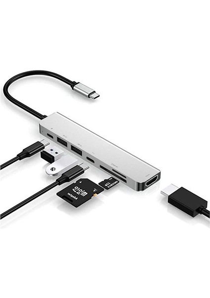 Macbook Air Için Dhrs USB C Hub Adaptörü Dongle, 4K 60hz HDMI ile Macbook Pro, 87W Güç Dağıtımı (Yurt Dışından)