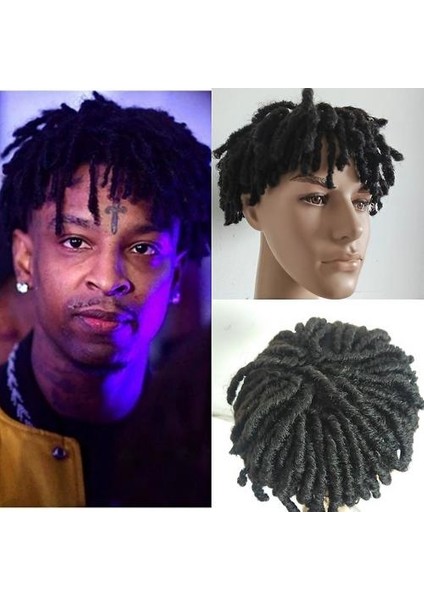 1mor 21SAVAGE Aynı Siyah Permalı Dreadlocks Peruk Şapka Doğrudan Saç Parçası Hip-Hop Şarkıcısı Giymek (Yurt Dışından)