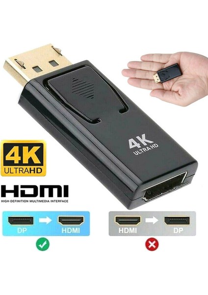 4 K Ekran Portu Dp Erkek HDMI Kadın Adaptörü Ses Hd Dönüştürücü 1080 P Hdtv Için (Yurt Dışından)