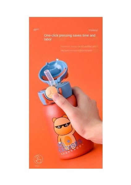 600ML Yalıtım Kabı, 316 Paslanmaz Çelik Karikatür Desenli Saman Kupası Kupa Kapak Yalıtım Kupası (Yurt Dışından) fiyatları