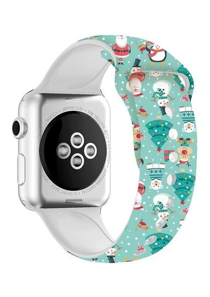 Apple Izle 5 4 3 2 1 Silikon Noel Ağacı Bilezik Iwatch Kardan Adam Noel Band (Tip A 38 * 40) (Yurt Dışından)