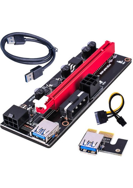 (Siyah) 6pin Pcı-E Express Usb3.0 1x TO16X Gpu Genişletici Riser Adaptörü Kart Kablosu Bitcoin (Yurt Dışından)