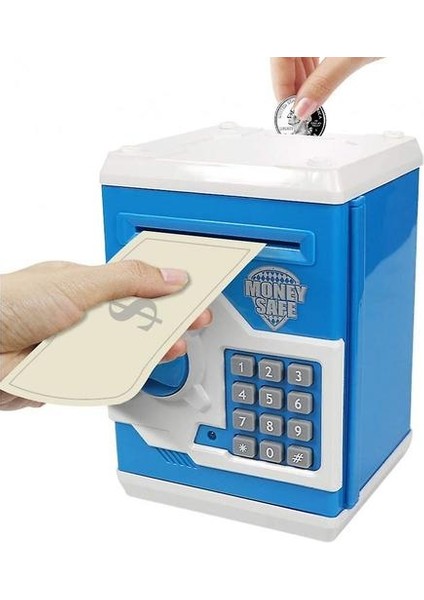 Büyük Hediye Oyuncak Çocuk Kodu Için Elektronik Kumbara Bankaları Mini Atm Elektronik Tasarruf Para Koyu Para Banka Kutusu (Mavi * Beyaz) (Yurt Dışından)
