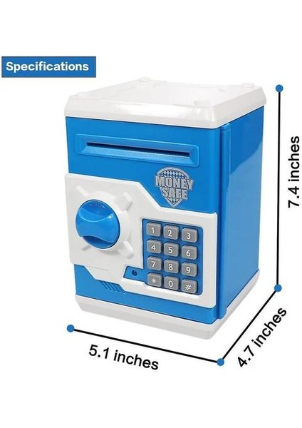 Büyük Hediye Oyuncak Çocuk Kodu Için Elektronik Kumbara Bankaları Mini Atm Elektronik Tasarruf Para Koyu Para Banka Kutusu (Mavi * Beyaz) (Yurt Dışından)