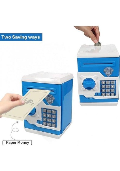 Büyük Hediye Oyuncak Çocuk Kodu Için Elektronik Kumbara Bankaları Mini Atm Elektronik Tasarruf Para Koyu Para Banka Kutusu (Mavi * Beyaz) (Yurt Dışından)