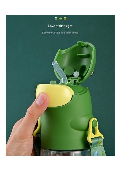 560ML Küçük Bika Karikatür Dinozor Desenli Çocuk Su Şişesi Yaz Için Uygun Okul Su Şişesi Için Uygun Taşınabilir Sızıntılı Sızıntıya Uygun (Yurt Dışından)