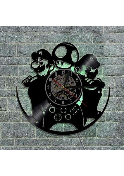 Süper Mario LED Işık Uzaktan Kumanda Vinil Kayıt Lp Duvar Saati Dekor Sanat Redmiter @ (Yurt Dışından) modelleri