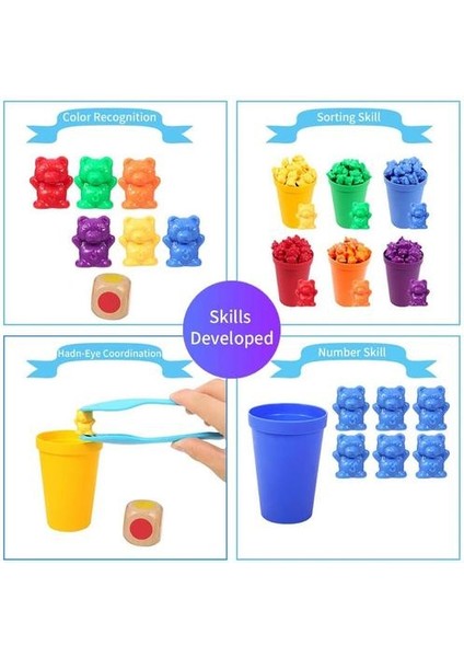 Istifleme Bardakları ile 1 Takım Sayma Ayılar Gökkuşağı Eşleştirme Oyunu, Eğitim Rengi Küçük Çocuklar Için Oyuncaklar Bebek | Renk ve Amp;şekil (Yurt Dışından) fırsatları