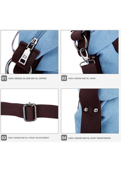 Kadınlar Tuval Crossbody Çantası, Zıt Panel Zip Çok Cep Büyük Kapasiteli Tote (Yurt Dışından)