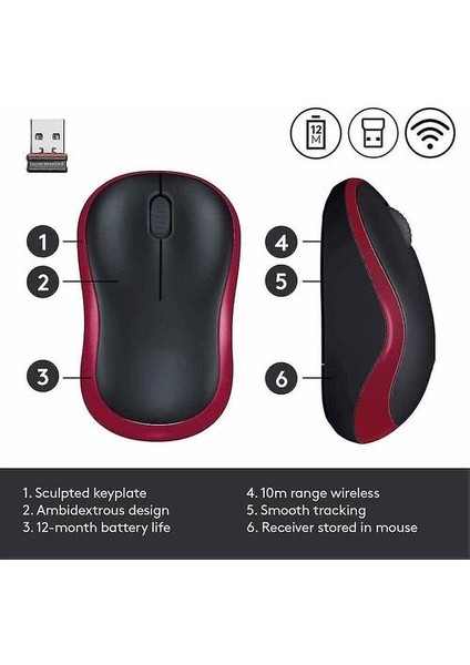 Fit Logitech M185 Kablosuz Optik Fare Currys 2.4 Ghz USB Fare (Yurt Dışından)