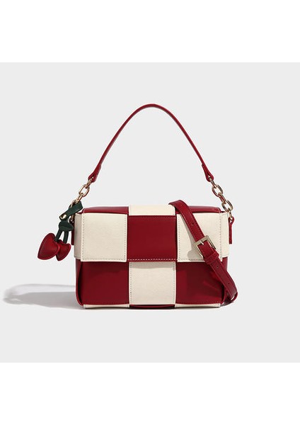 Çok Yönlü Deri Dokuma Küçük Kare Çanta, Elle Tutulan Tek Omuzlu Crossbody Kadın Çantası (Yurt Dışından)