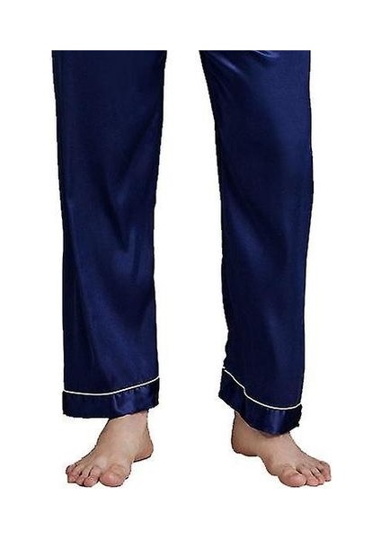 Erkekler Artı Boyutu Bahar ve Yaz Pijama, Uzun Kollu Gevşek Ipek Pijama, Ince Ev Teknolojisi (L) (Yurt Dışından)