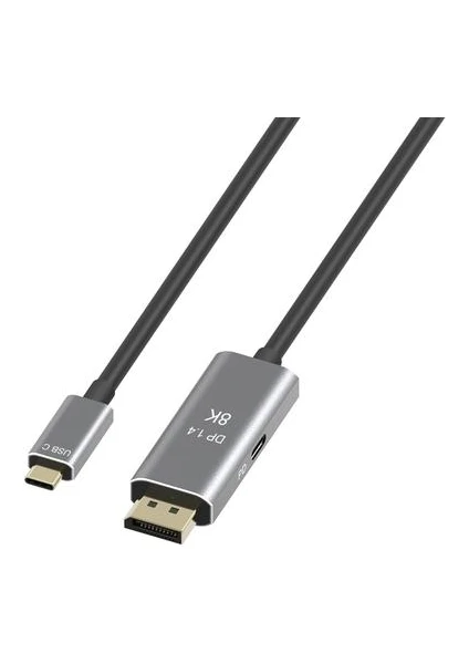 Gri USB C Için Displayport 1.4 8k Kablosu USB C Pd 8 K @ 60HZ 4K @ 144HZ Thunderbolt 3 - MacBook Pro 2019 2020 Dell Xps Için Displayport | (Yurt Dışından)