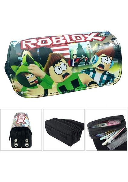 Roblox Çocuk Çift Katmanlı Kalem Kutusu Büyük Kapasite (Renk-4) (Yurt Dışından)