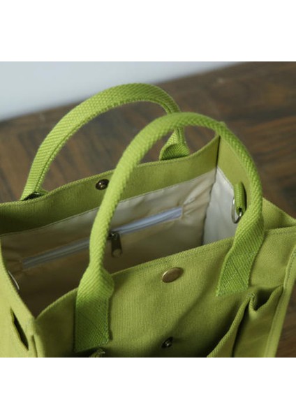 Moda Çok Cepli Tuval Küçük Kare Çanta, Edebi Küçük Taze Tek Omuzlu Messenger El Çantası (Yurt Dışından)