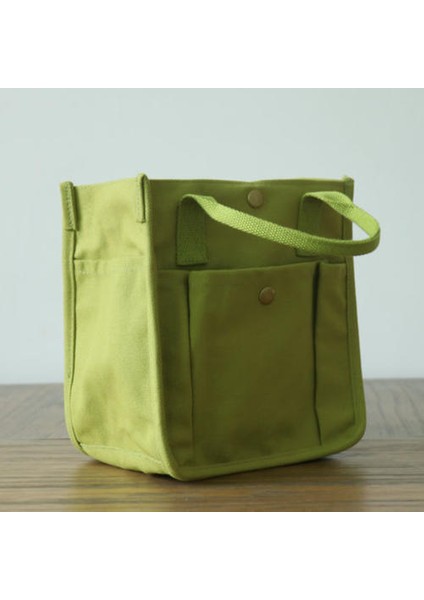 Moda Çok Cepli Tuval Küçük Kare Çanta, Edebi Küçük Taze Tek Omuzlu Messenger El Çantası (Yurt Dışından)