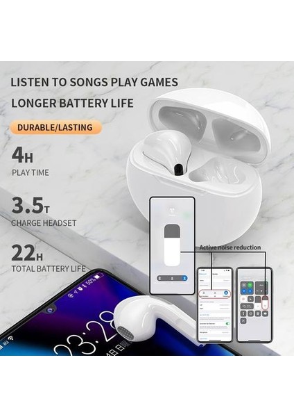 Kablosuz Kulaklıklar Bluetooth Kulaklık Kulakiçi Bas Kulaklık Hava Pro 6 Spor Kulaklık Apple iPhone Xiaomi Huawei Için Mic ile | Bluetooth Kulaklık ve Amp;kulaklıklar (Yurt Dışından) fiyatları