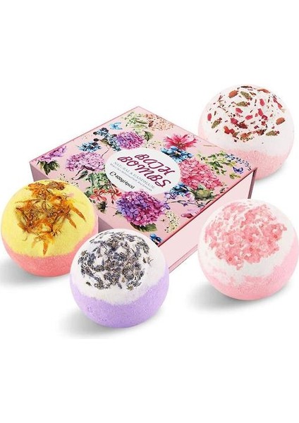 Bath Bombs,4pcs Bath Bomb Gift Set With Surprise Inside, Natural Essential Oils,perfect Compatible With Moisturize Skin & Bubble Bath & Fizzy Spa, Chr (Yurt Dışından)