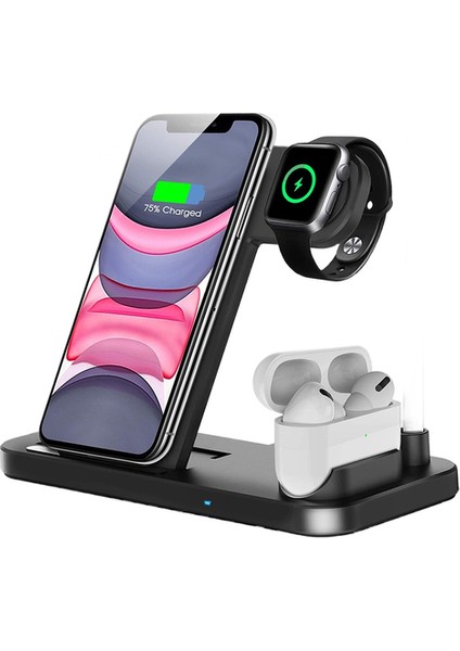 4 In 1 10 W Qi Hızlı Kablosuz Şarj Dock Istasyonu Apple Kalem Için Standı Iwatch iPhone Telefon Hızlı Indüksiyon Şarj | Kablosuz Şarj (Yurt Dışından)