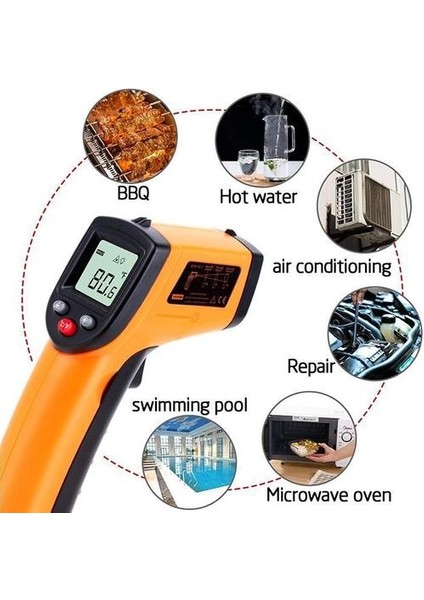 Mutfak Termometresi, Temassız Lazer Kızılötesi Termometre -50°c - 400°C Pişirme Endüstrisi Için Arkadan Aydınlatmalı LCD Ekran (Yurt Dışından)