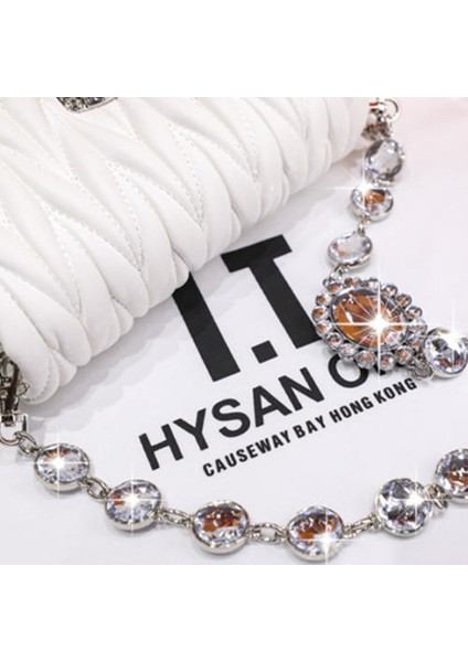 Küçük Koku Rhinestone Zinciri Pileli Çanta, Kristal Moda Crossbody Under Emfed Çanta (Yurt Dışından)