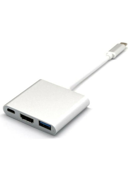 C Ila Usb-C 4K HDMI USB 3.0 3 In 1 Hub Adaptör Kablosunu Apple MacBook Mac Için Tip (Yurt Dışından)