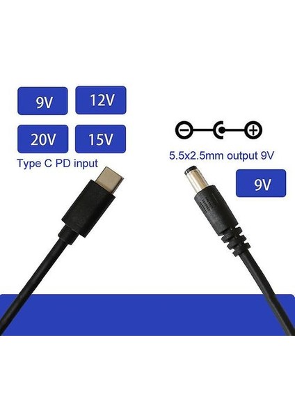 Tip-C Pd Tetik Kablosu USB C Pd Erkek LED Işık Için 9V 5.5x2.5mm Adaptör Kablosu (Yurt Dışından)