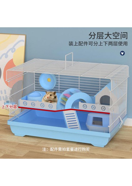 Çift Katlı Büyük Hamster Kafesi, Taşınabilir Hamster Kalesi (47X30X30CM) (Yurt Dışından)