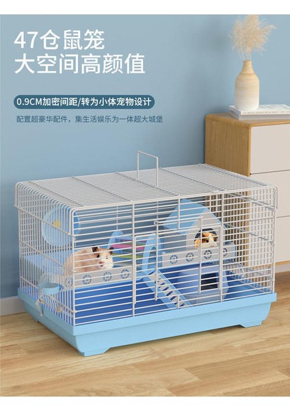 Çift Katlı Büyük Hamster Kafesi, Taşınabilir Hamster Kalesi (47X30X30CM) (Yurt Dışından)