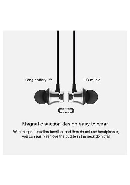 2 Adet Manyetik Bluetooth 4.2 Kulaklık Spor Koşu Kablosuz Boyun Bandı Kulaklık Mikrofonlu Kulaklık Stereo Müzik Android Için Siyah (Yurt Dışından)