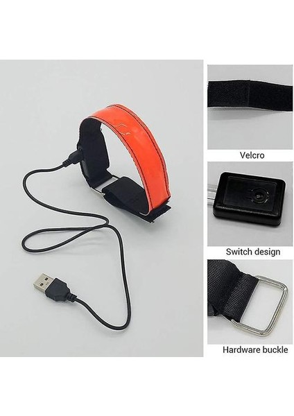 Ledli Koşu Bileziği.4 Adet Işıklı Bileklik Reflektörlü Bileklik Işıklı Bileklik Işık Bandı USB Şarjlı.koşu Koşu Döngüsü Için Aydınlık Bilezikler (Yurt Dışından)