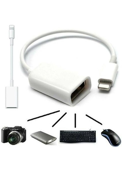 Için 8 Pin Için USB Klavye iPhone iPad 4 / Mini Otg Kamera Adaptörü Kablosu Beyaz (Yurt Dışından)