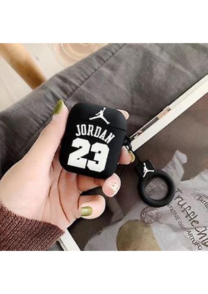 Darbeye Dayanıklı Kılıf Apple Şarj Kılıfı Jordan-23 Siyah Toka ile Siyah (Yurt Dışından)