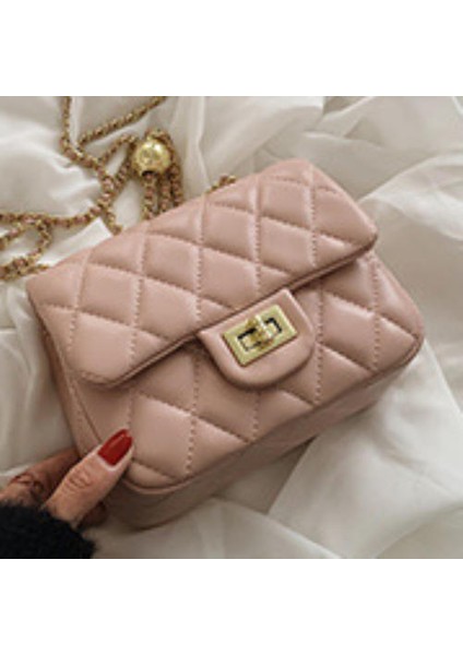 Xiaoxiangfeng Küçük Altın Top Çanta Rhombus Zincir Çantası, Şık Kadınlar Tek Omuzlu Messenger Çantası (Yurt Dışından)