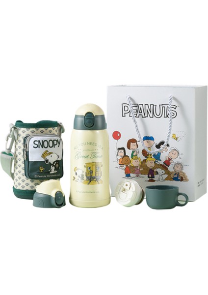 600ML Vakum Şişesi, 316 Samanlı Üç Kapak Vakum Şişesi Olan Çocuklar Için Uygun Çizgi Film Desenli Paslanmaz Çelik (Yurt Dışından)