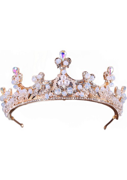 Lüks Barok Altın Saç Takı Simüle Inci Kristal Tiaras ve Taçlar Kafa Düğün Gelin Saç Aksesuarları (Yurt Dışından)