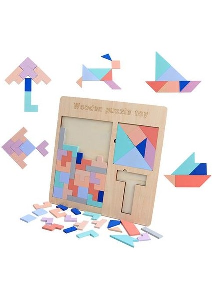 Ahşap Oyuncak Ahşap Bulmaca Kurulu Tetris Oyun T Şekli Mtach Tangram Çok Fonksiyonlu 3 In 1 Bebek Çocuk Doğum Günü Noel Hediyesi # 40 | Blokları (Yurt Dışından)