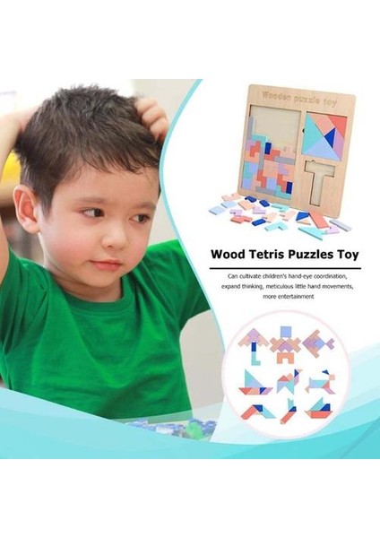 Ahşap Oyuncak Ahşap Bulmaca Kurulu Tetris Oyun T Şekli Mtach Tangram Çok Fonksiyonlu 3 In 1 Bebek Çocuk Doğum Günü Noel Hediyesi # 40 | Blokları (Yurt Dışından)