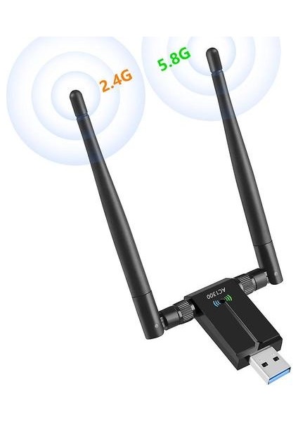 Pc Için Kablosuz USB Wifi Adaptörü - 802.11AC 1200MBPS Çift 5dbi Anten (Yurt Dışından)