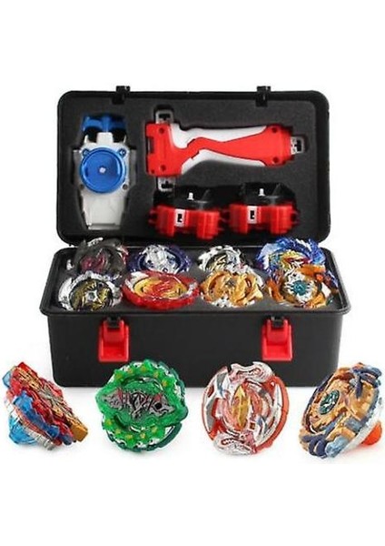 12X Beyblade Patlama Iplik Tops Set Iplik ile Kavrama Başlatıcı + Köpük Saklama Kılıfı (12 Adet) (Yurt Dışından)