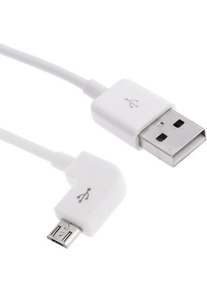 5 M 90 Derece Mikro USB Portu USB Veri Kablosu, Samsung / Huawei / Xiaomi / Meizu / Lg / Htc ve Diğer Akıllı Telefonlar Için (Beyaz) (Yurt Dışından)