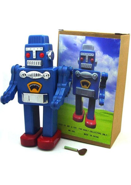 Vintage Retro Robot Teneke Oyuncaklar Klasik Clockwork Wind Up Robot Modeli Koleksiyonu Kalay Oyuncak Yetişkin Çocuklar Için Tahsil Hediye 13X9X23 cm | Rüzgar Up Oyuncaklar (Mavi) (Yurt Dışından)