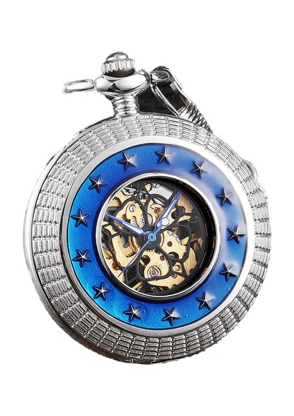 Benzersiz Gümüş Mekanik Cebi Adam Exquisite Star Oyma Dial Tasarım Steampunk Zincir Saati Hediye Seti | Cep ve Amp;izler (Yurt Dışından)